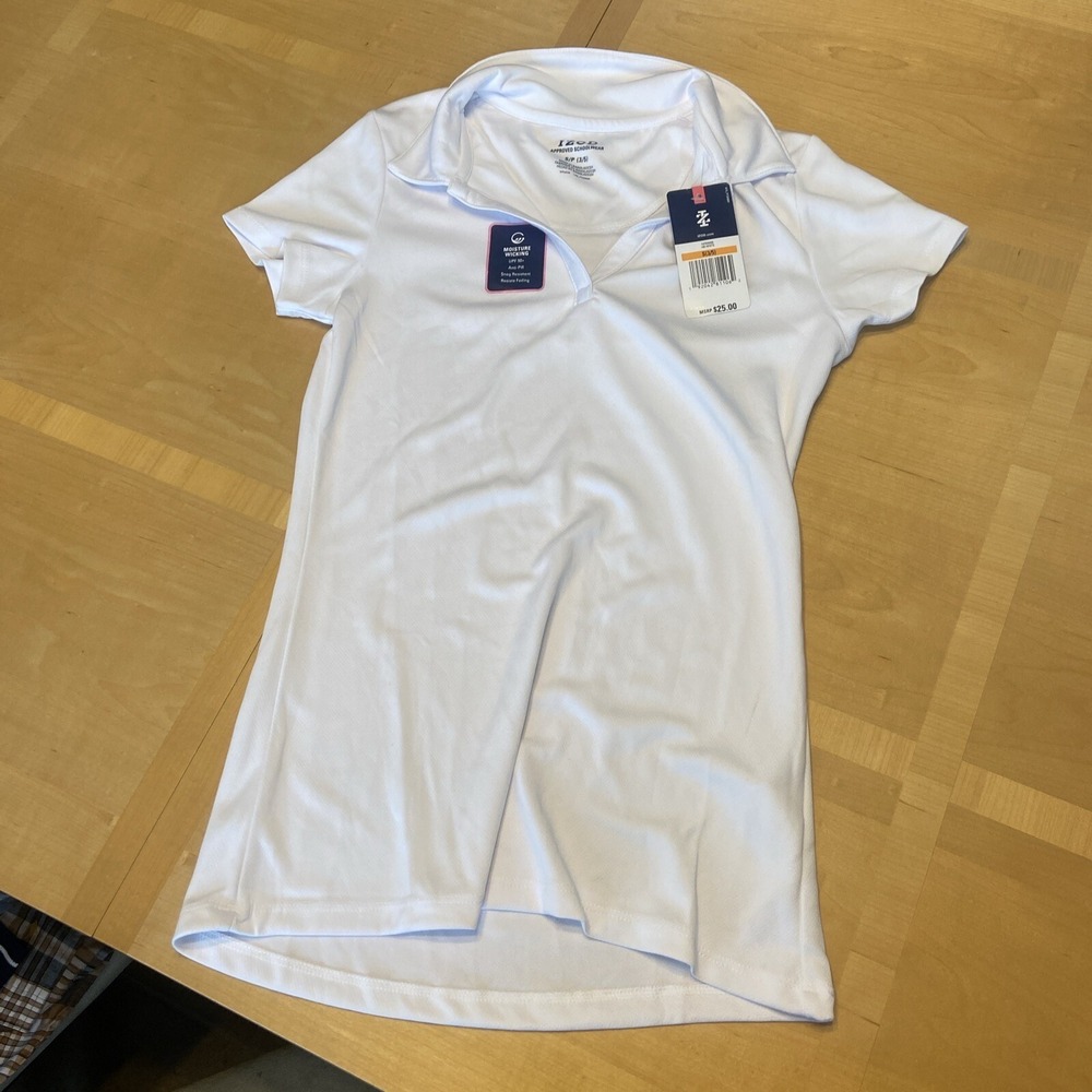 Izod Girls' Polo Shirt Size S (3/5) White | Schoolwear Uniform Casual Top